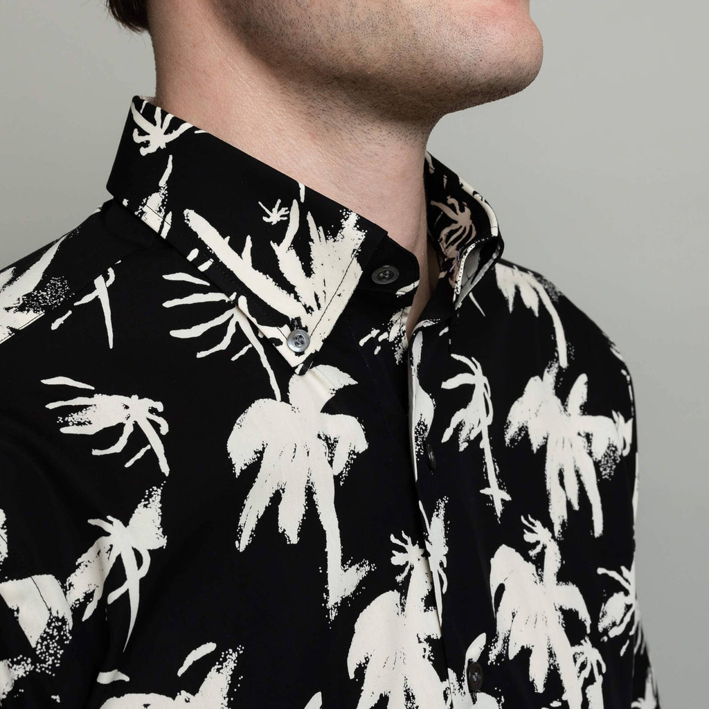 The Charcoal Short Sleeve Parkman Print Casual Shirt Short Sleeve- Ledbury