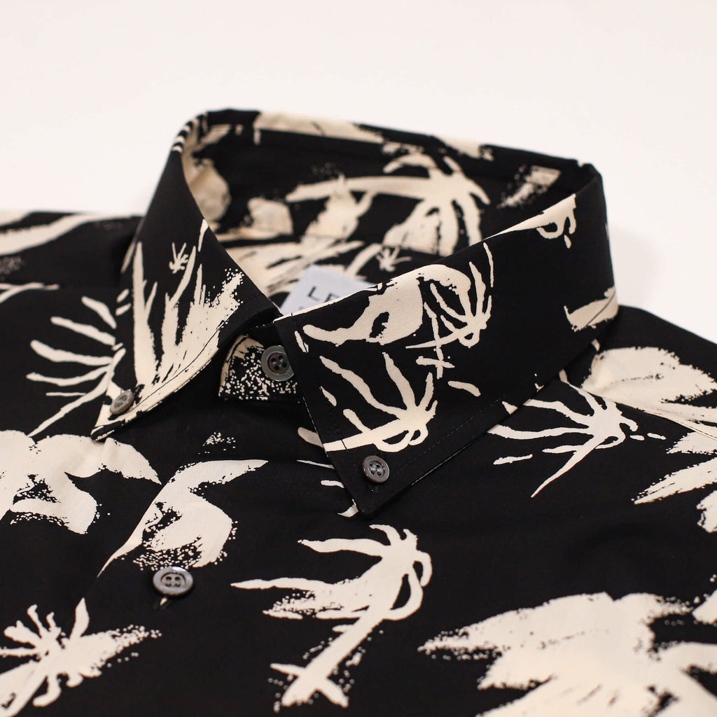 The Charcoal Short Sleeve Parkman Print Casual Shirt Short Sleeve- Ledbury