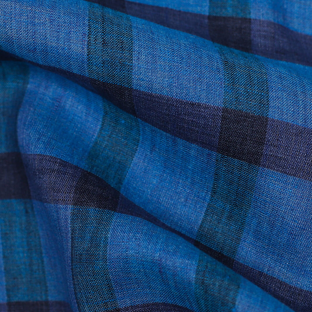 The Saphire Short Sleeve Reardon Linen Check Custom Shirt Custom Casual Shirt- Ledbury