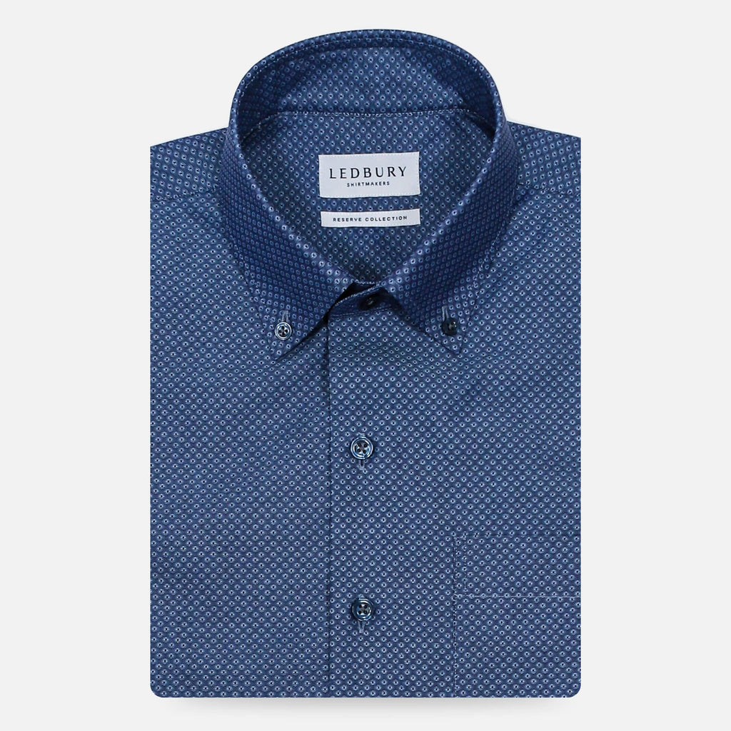 The Medium Blue Short Sleeve Stanley Print Custom Shirt Custom Casual Shirt- Ledbury