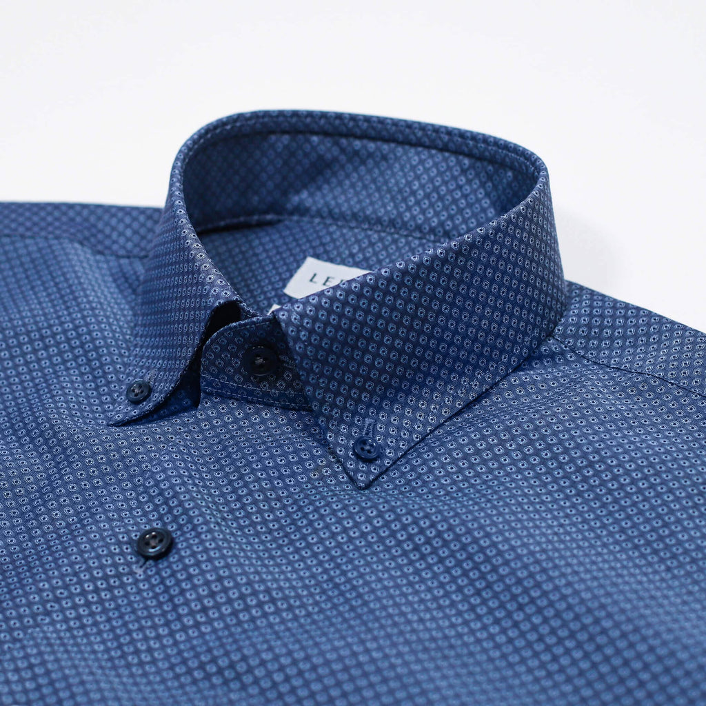 The Medium Blue Short Sleeve Stanley Print Custom Shirt Custom Casual Shirt- Ledbury