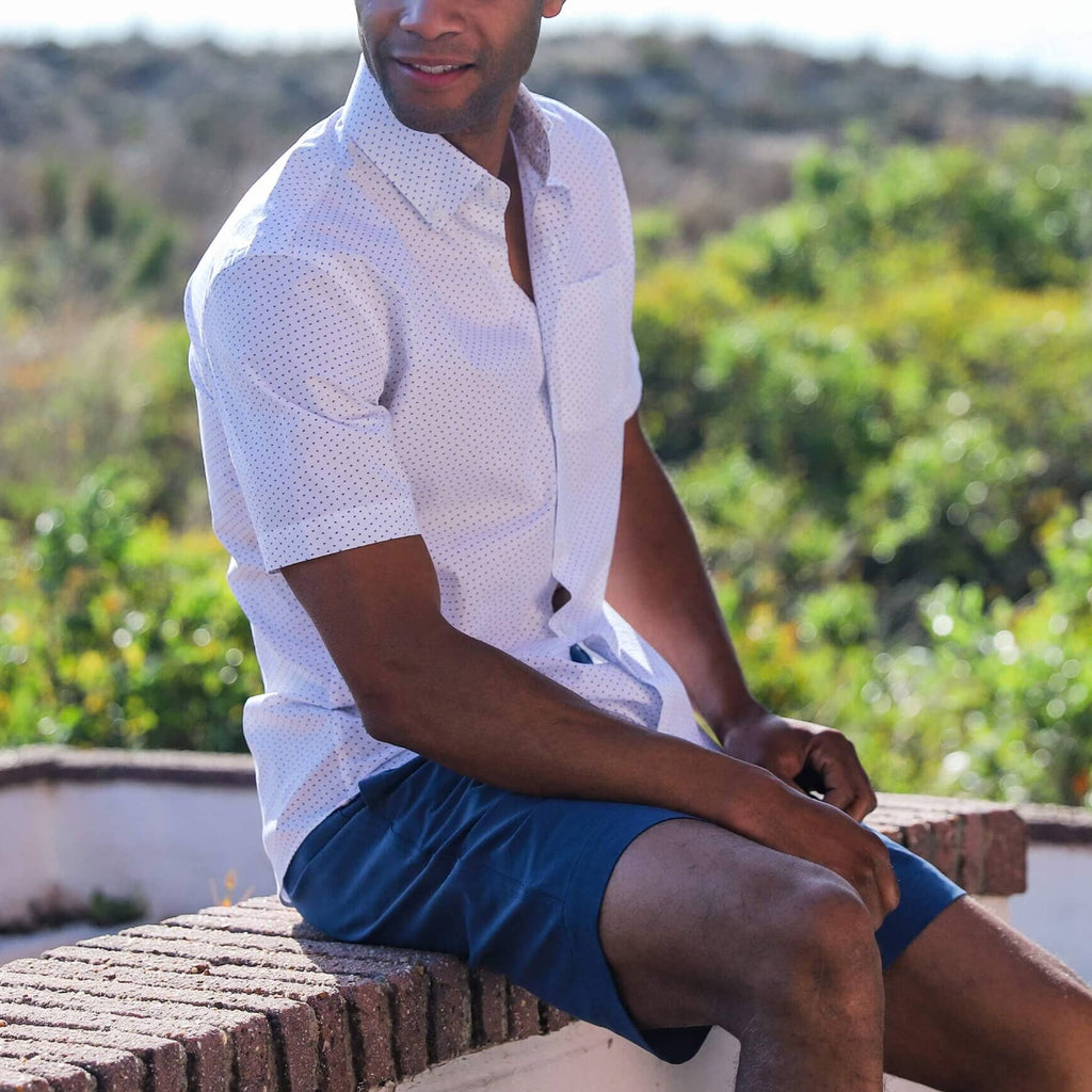 The White Short Sleeve Wick Print Custom Shirt Custom Casual Shirt- Ledbury