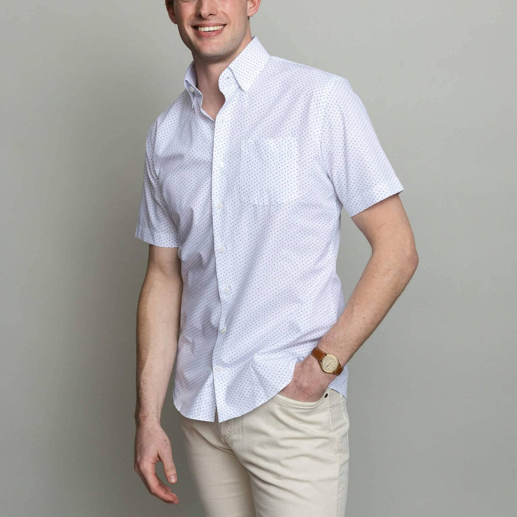 The White Short Sleeve Wick Print Custom Shirt Custom Casual Shirt- Ledbury
