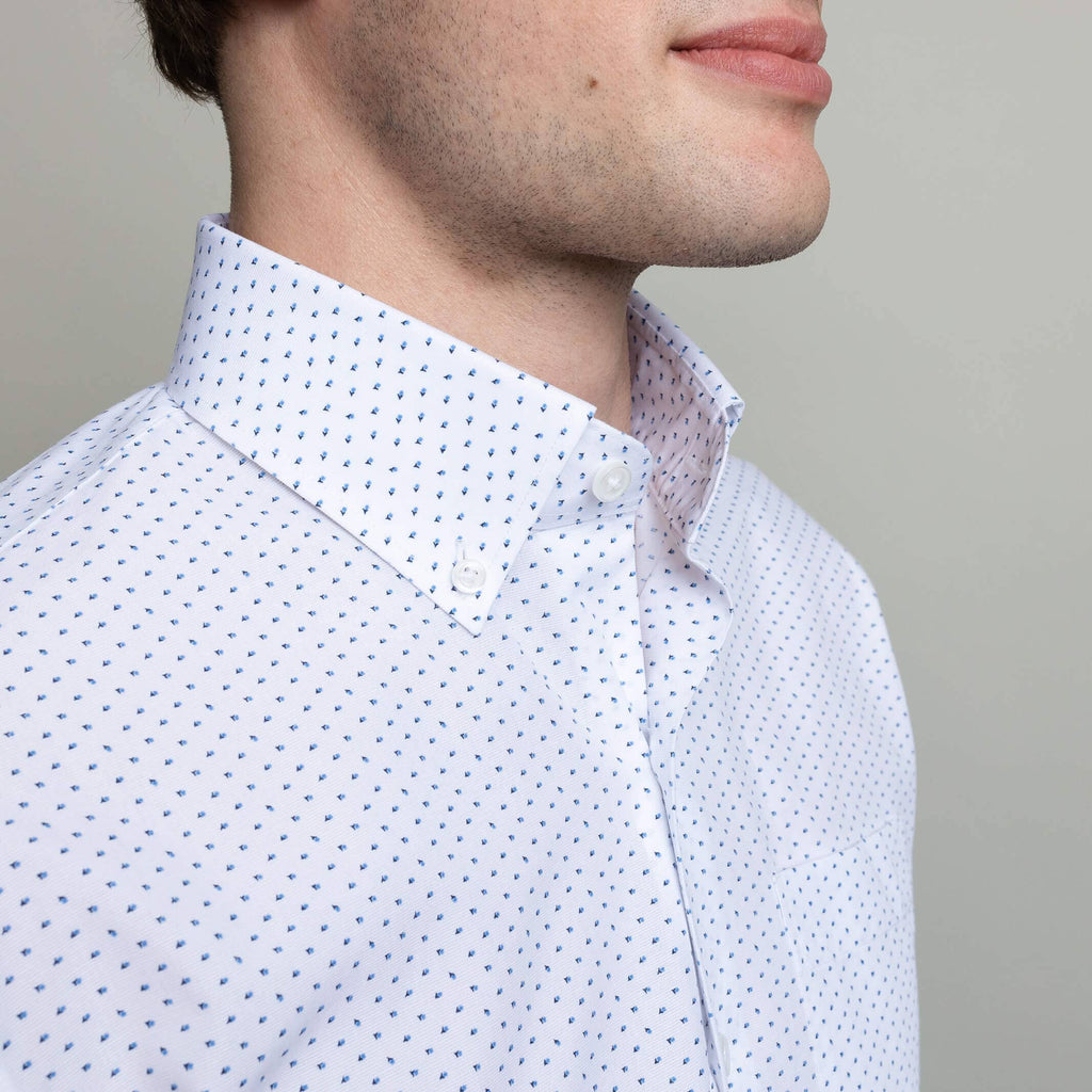The White Short Sleeve Wick Print Custom Shirt Custom Casual Shirt- Ledbury