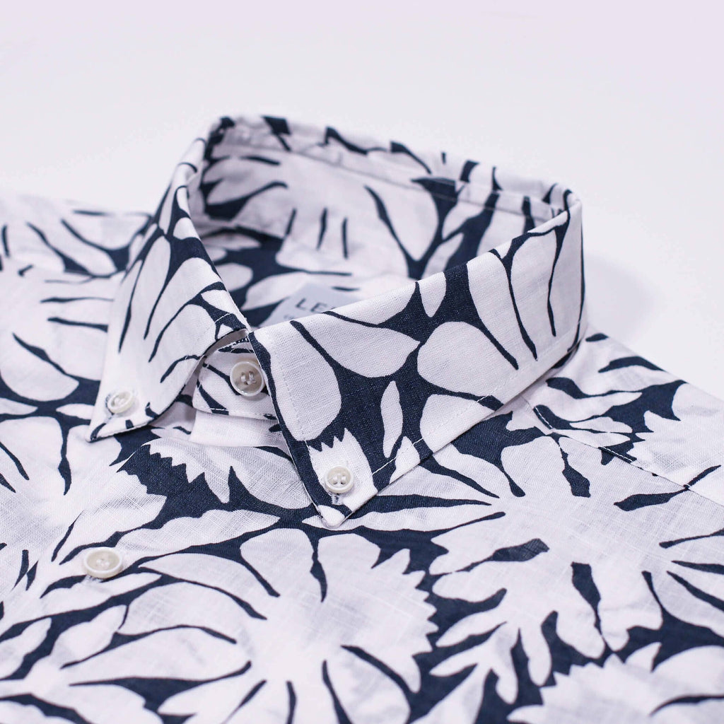 The White Short Sleeve Wilton Print  Casual Shirt Short Sleeve- Ledbury