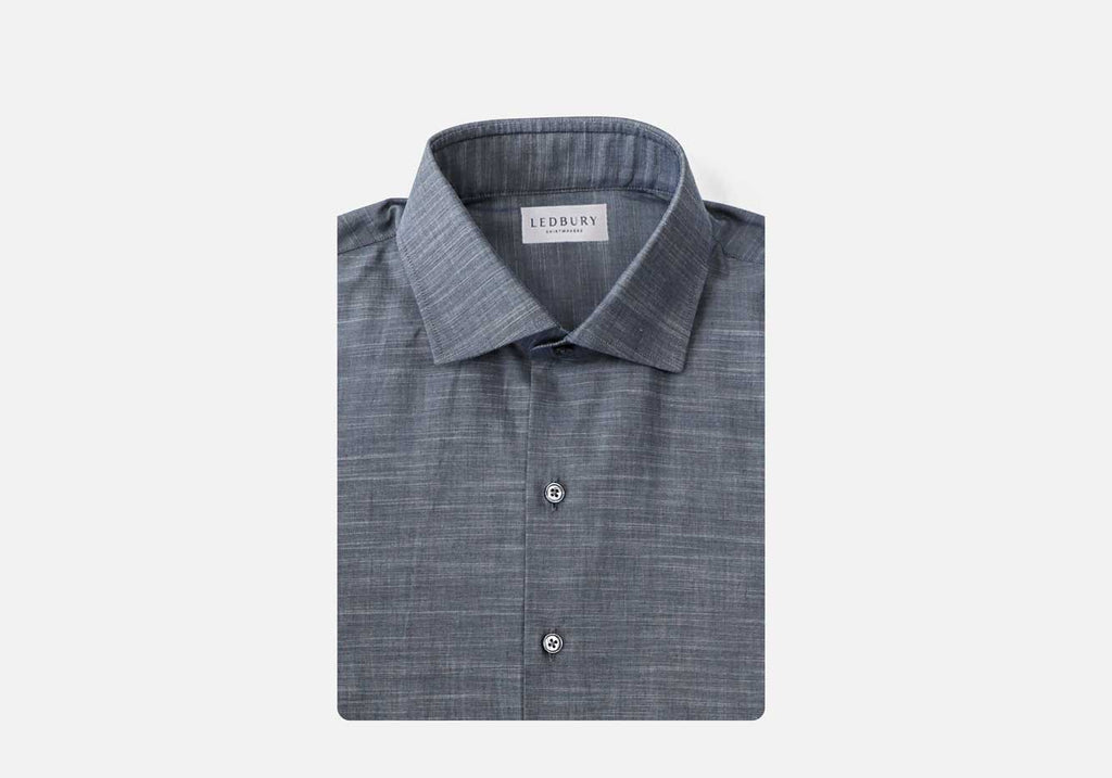 The Albini Slate Blue Heather Milo Custom Shirt Custom Casual Shirt- Ledbury