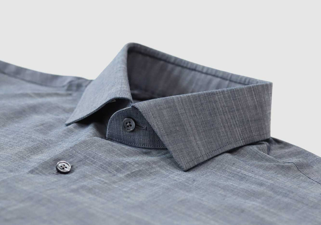 The Albini Slate Blue Heather Milo Custom Shirt Custom Casual Shirt- Ledbury