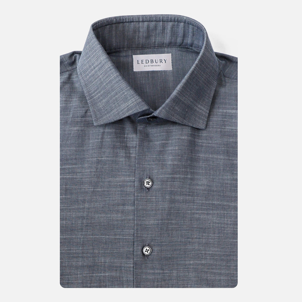 The Albini Slate Blue Heather Milo Custom Shirt Custom Casual Shirt- Ledbury