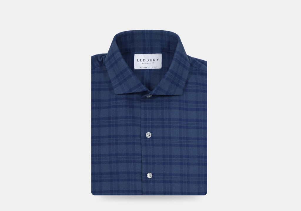 The Slate Blue Heather Webb Brushed Twill Custom Shirt Custom Casual Shirt- Ledbury