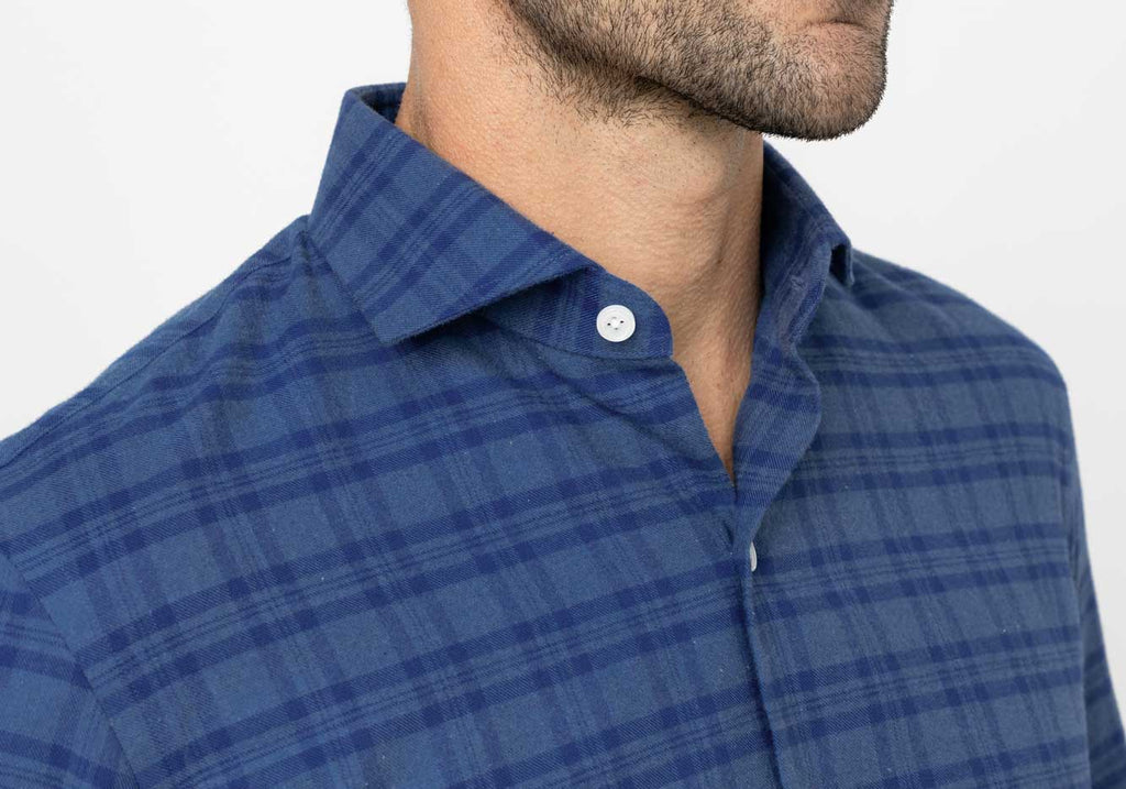 The Slate Blue Heather Webb Brushed Twill Custom Shirt Custom Casual Shirt- Ledbury