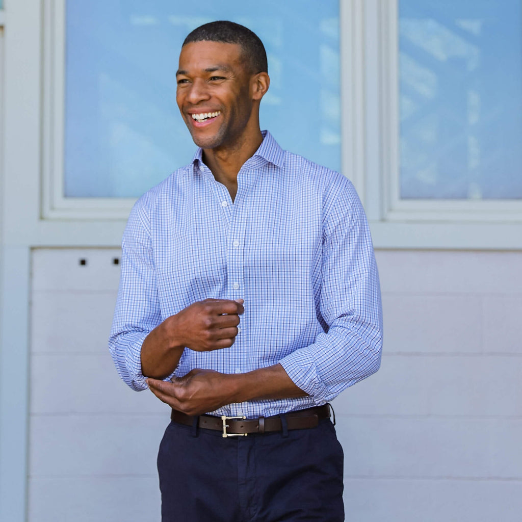 The Navy Stallard Check Custom Shirt Custom Dress Shirt- Ledbury