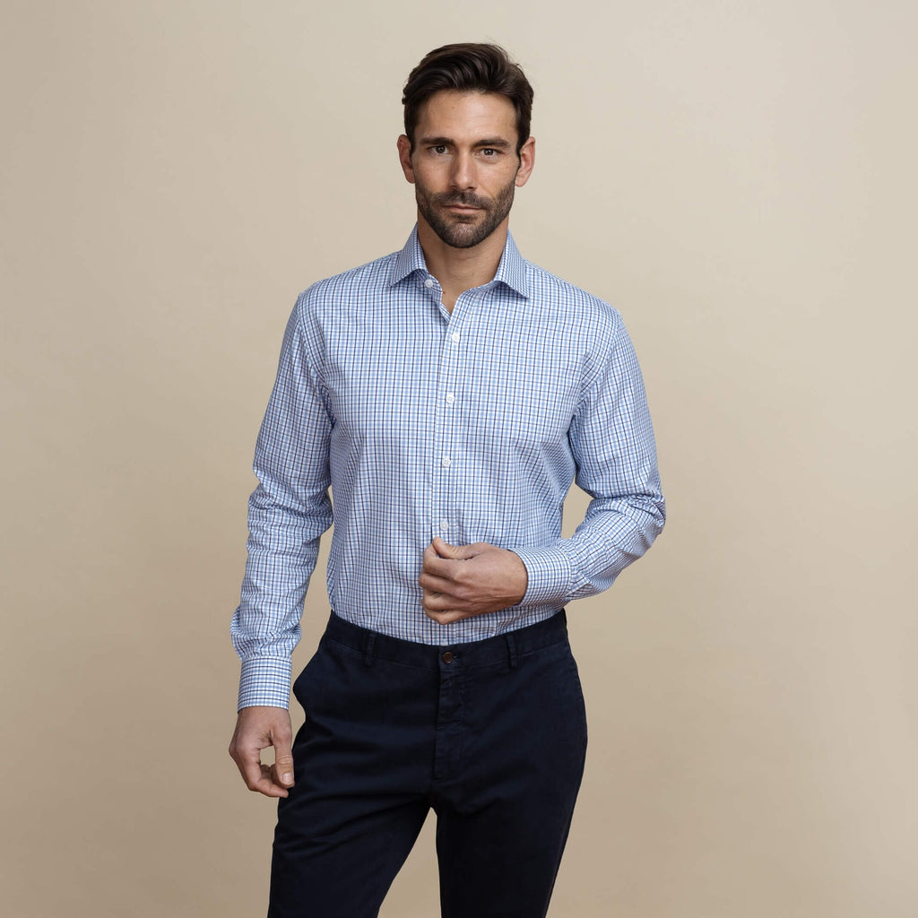 The Navy Stallard Check Custom Shirt Custom Dress Shirt- Ledbury