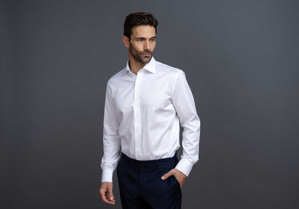 The White Sullivan Non Iron Fine Twill Custom Shirt Custom Dress Shirt- Ledbury