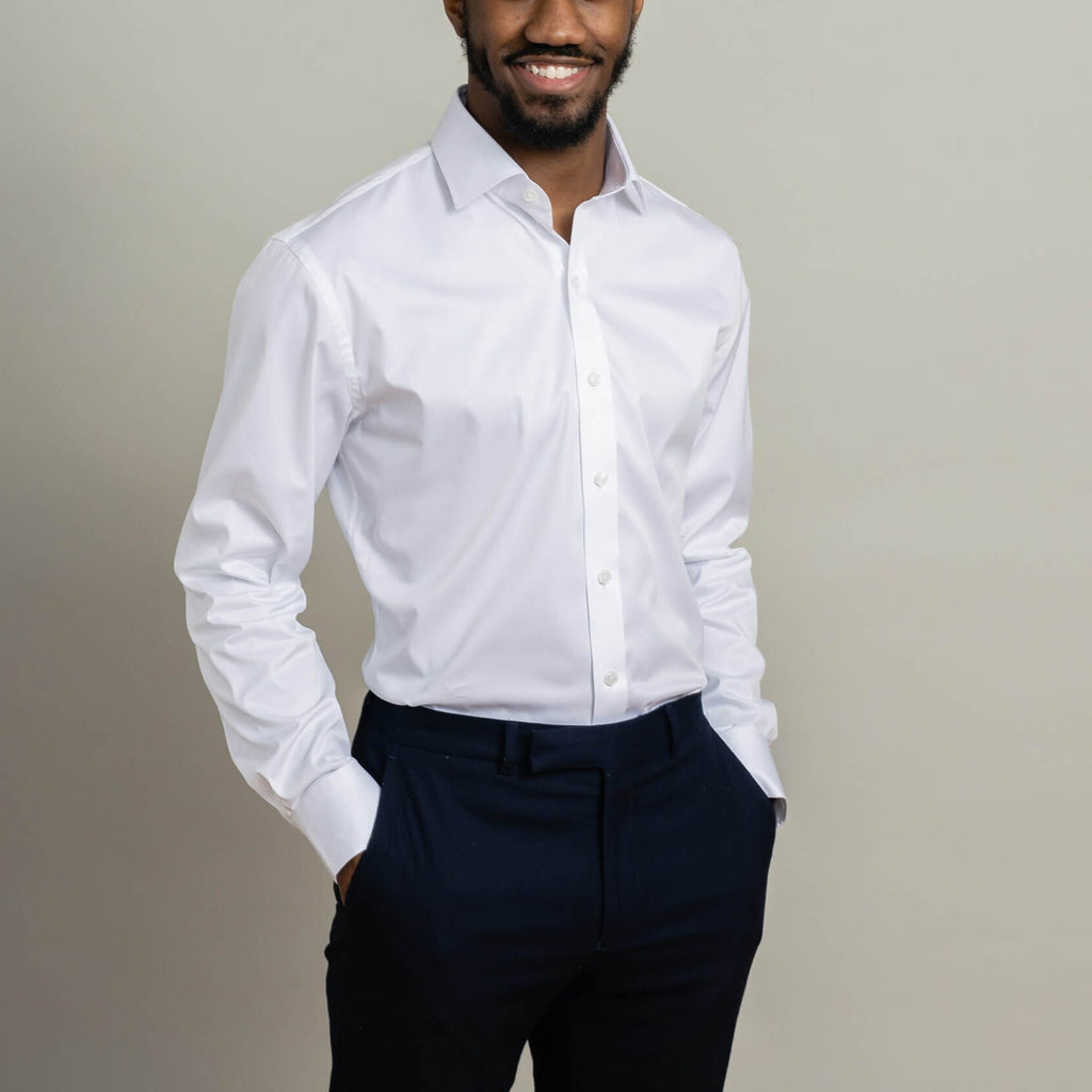 The White Sutton Twill Custom Shirt Custom Dress Shirt- Ledbury