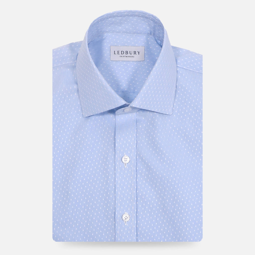 The Light Blue Talbott Jacquard Dot Custom Shirt Custom Dress Shirt- Ledbury