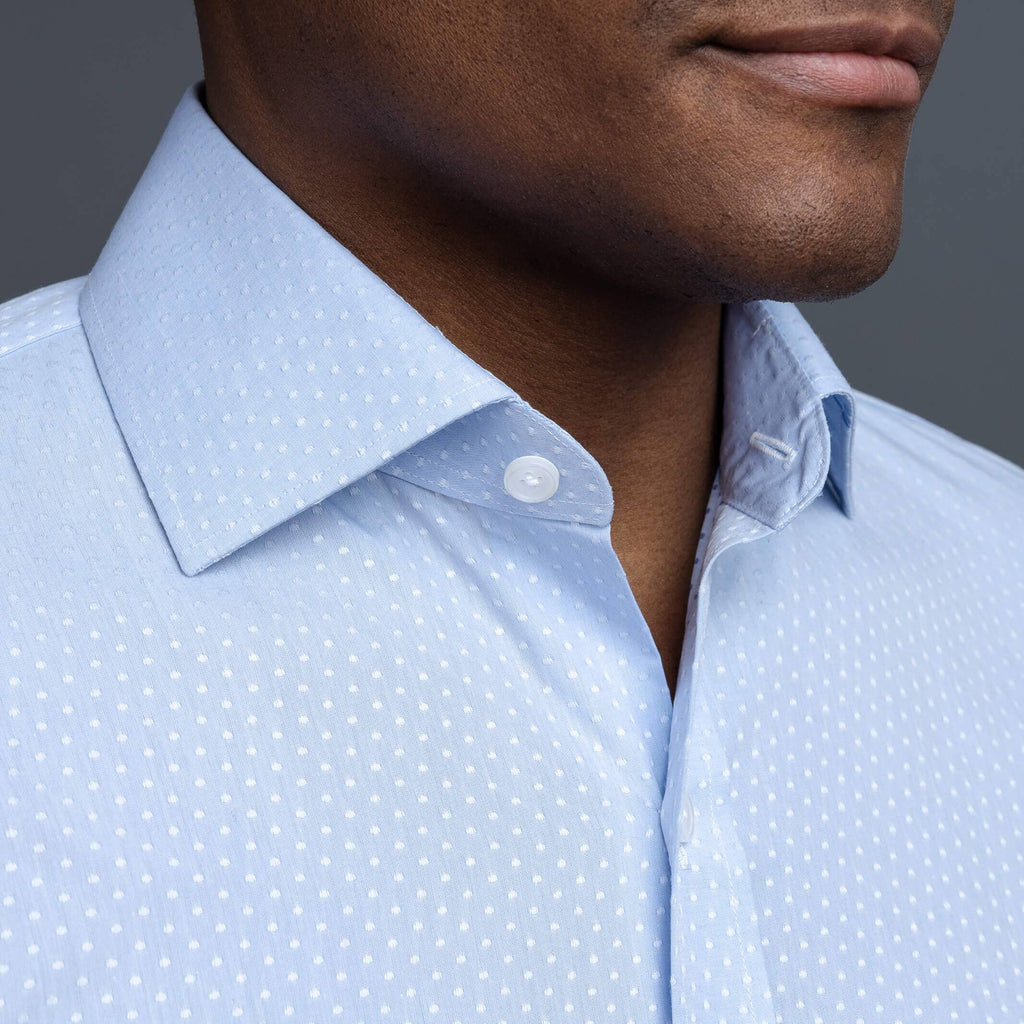 The Light Blue Talbott Jacquard Dot Custom Shirt Custom Dress Shirt- Ledbury