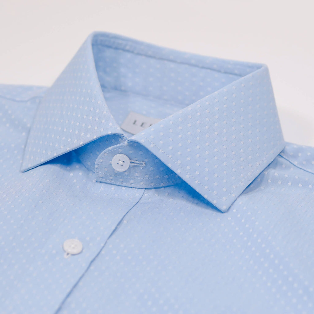 The Light Blue Talbott Jacquard Dot Custom Shirt Custom Dress Shirt- Ledbury