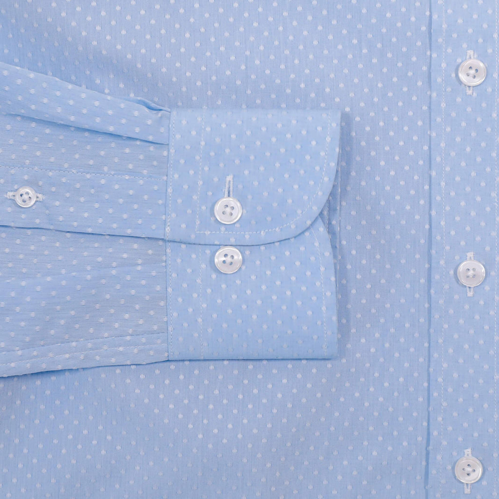 The Light Blue Talbott Jacquard Dot Custom Shirt Custom Dress Shirt- Ledbury