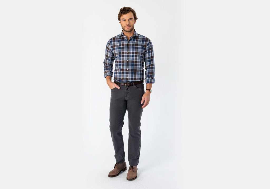 The Cadet Blue Tennyson Plaid Casual Shirt Casual Shirt- Ledbury