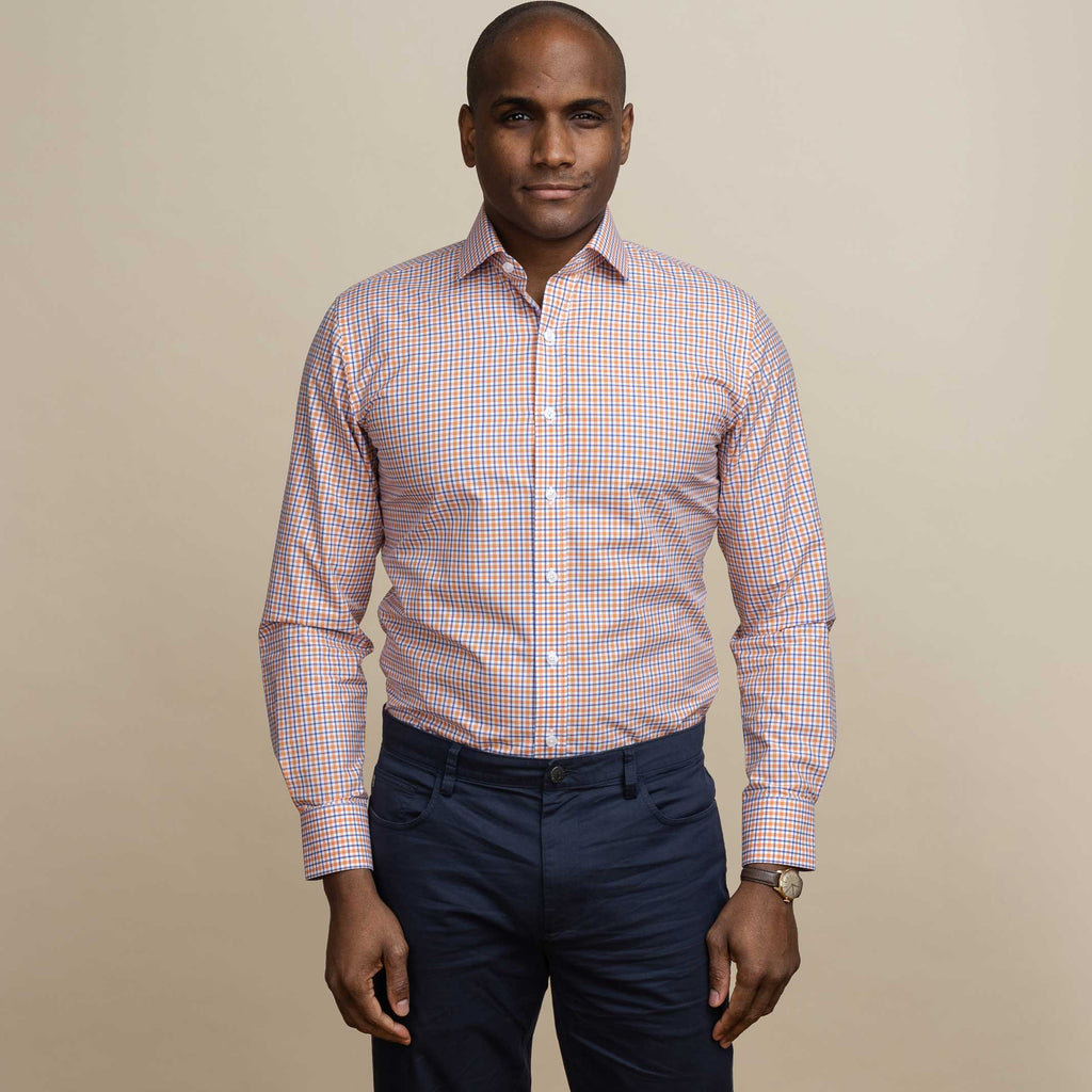 The Orange Thaler Check Custom Shirt Custom Dress Shirt- Ledbury