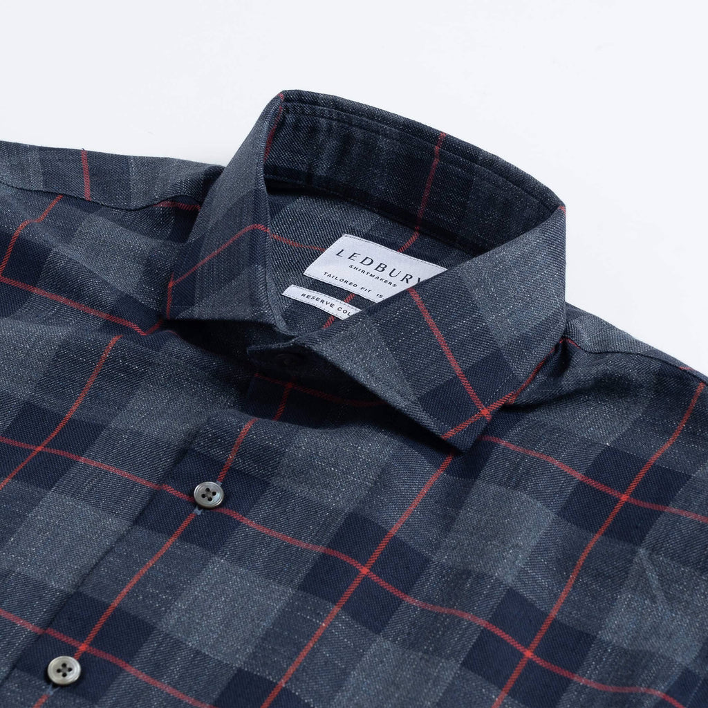 The Navy Klein Check Custom Shirt Custom Casual Shirt- Ledbury