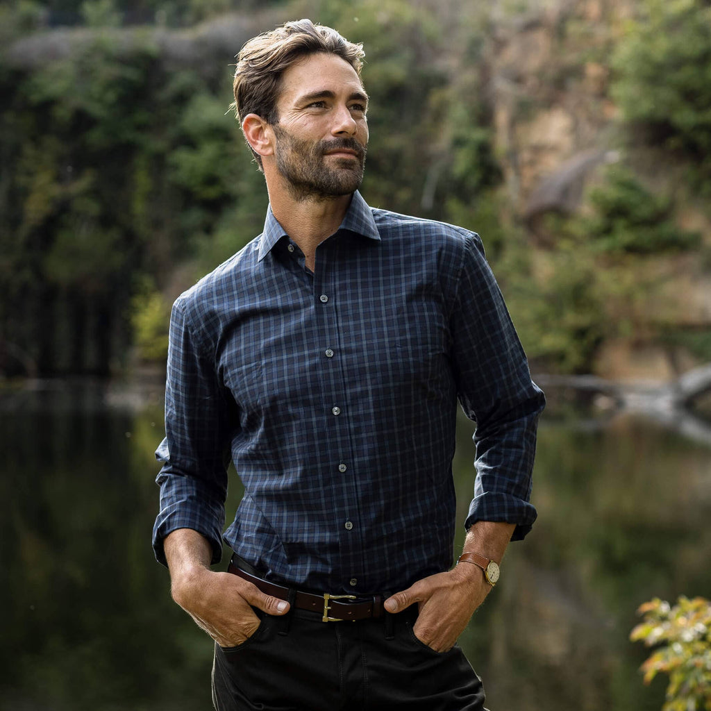 The Dark Multi Blue Tyndall Custom Shirt Custom Casual Shirt- Ledbury