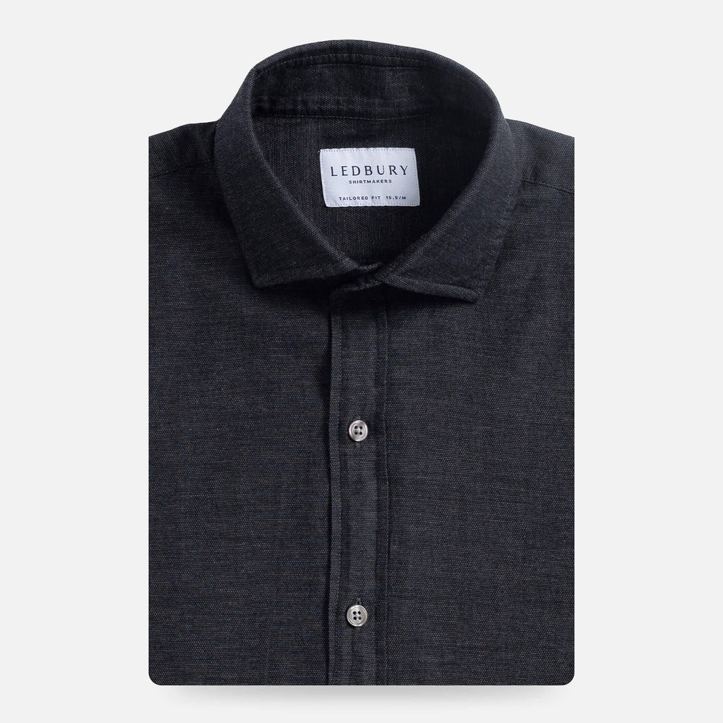 The Charcoal Vaughan Pinpoint Soft Shirt Dress Shirt- Ledbury
