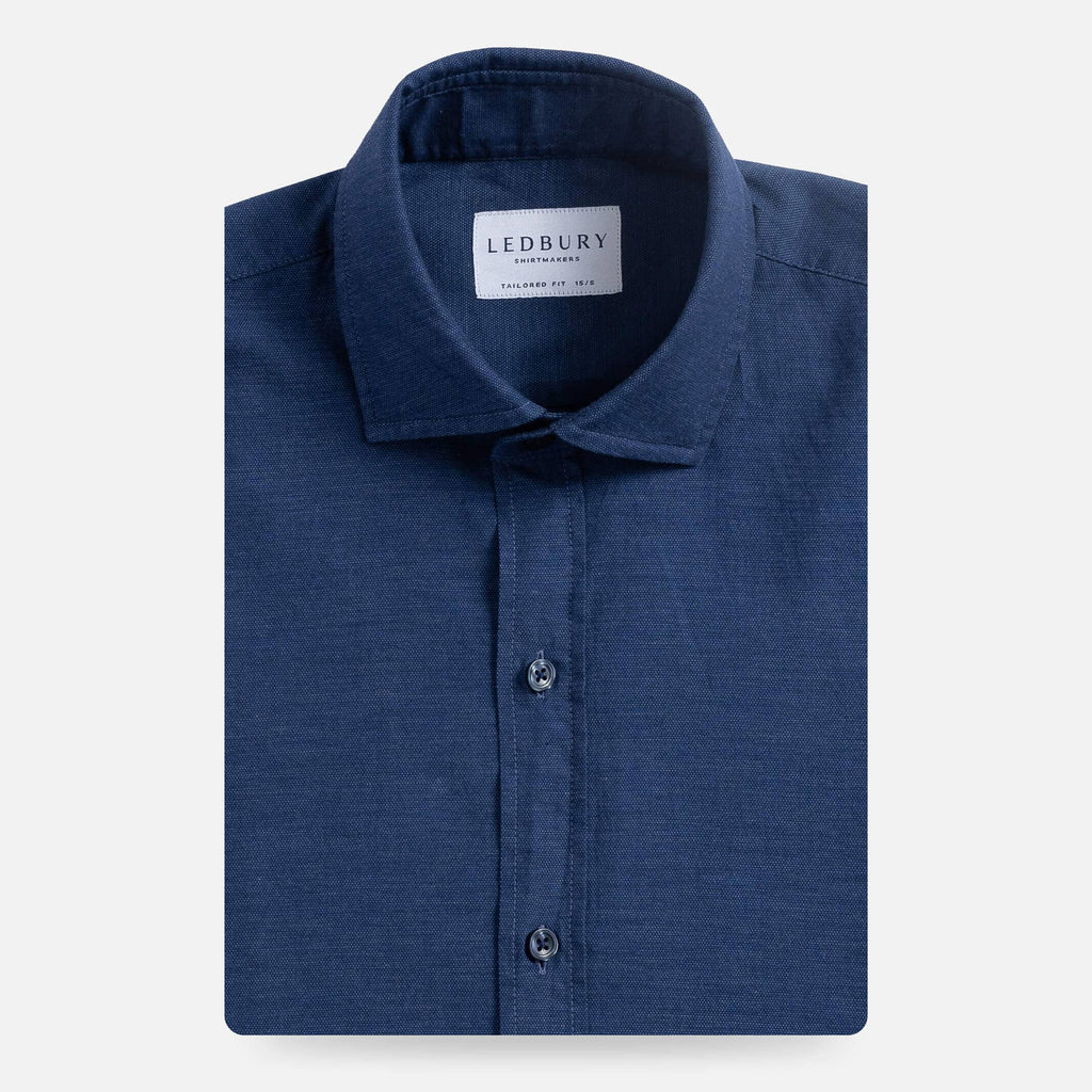 The Navy Vaughan Pinpoint Soft Shirt Dress Shirt- Ledbury