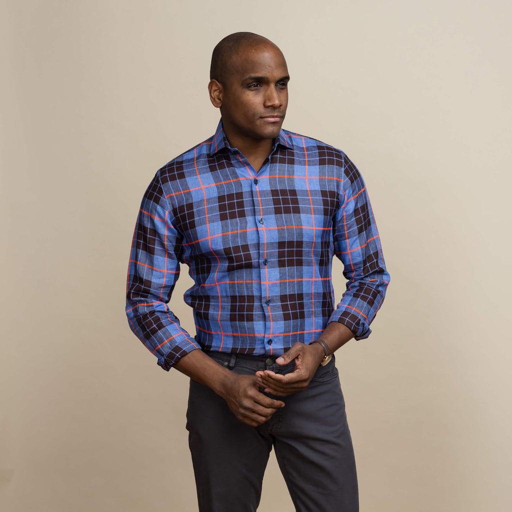 The Royal Blue Ward Plaid Casual Shirt Casual Shirt- Ledbury