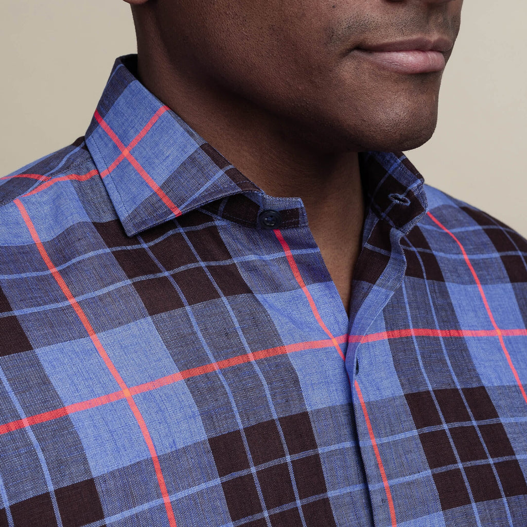 The Royal Blue Ward Plaid Casual Shirt Casual Shirt- Ledbury