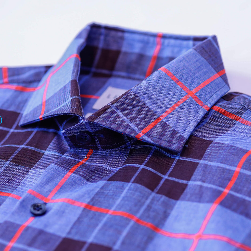 The Royal Blue Ward Plaid Casual Shirt Casual Shirt- Ledbury