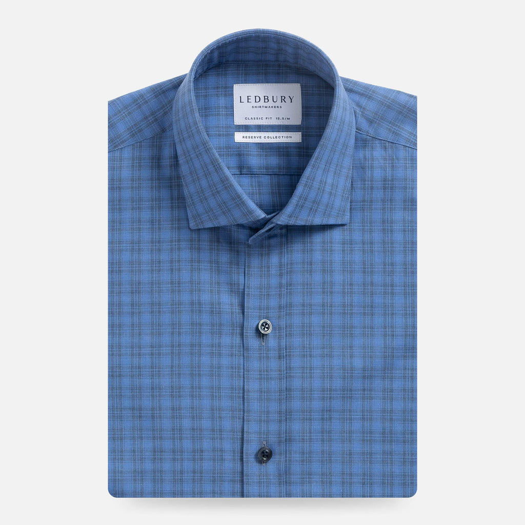 The Albini Cobalt Wells Windowpane Casual Shirt Casual Shirt- Ledbury