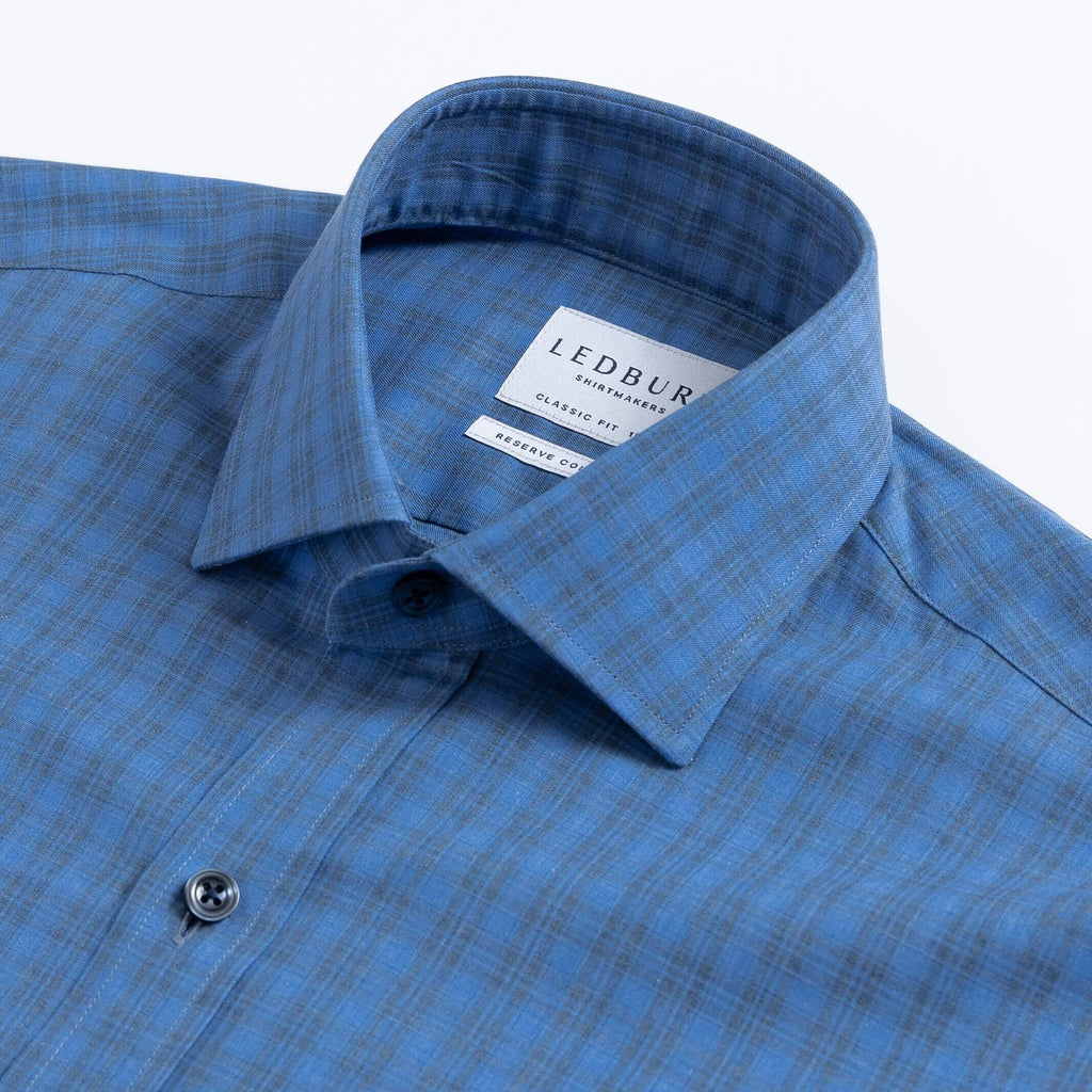 The Albini Cobalt Wells Windowpane Casual Shirt Casual Shirt- Ledbury