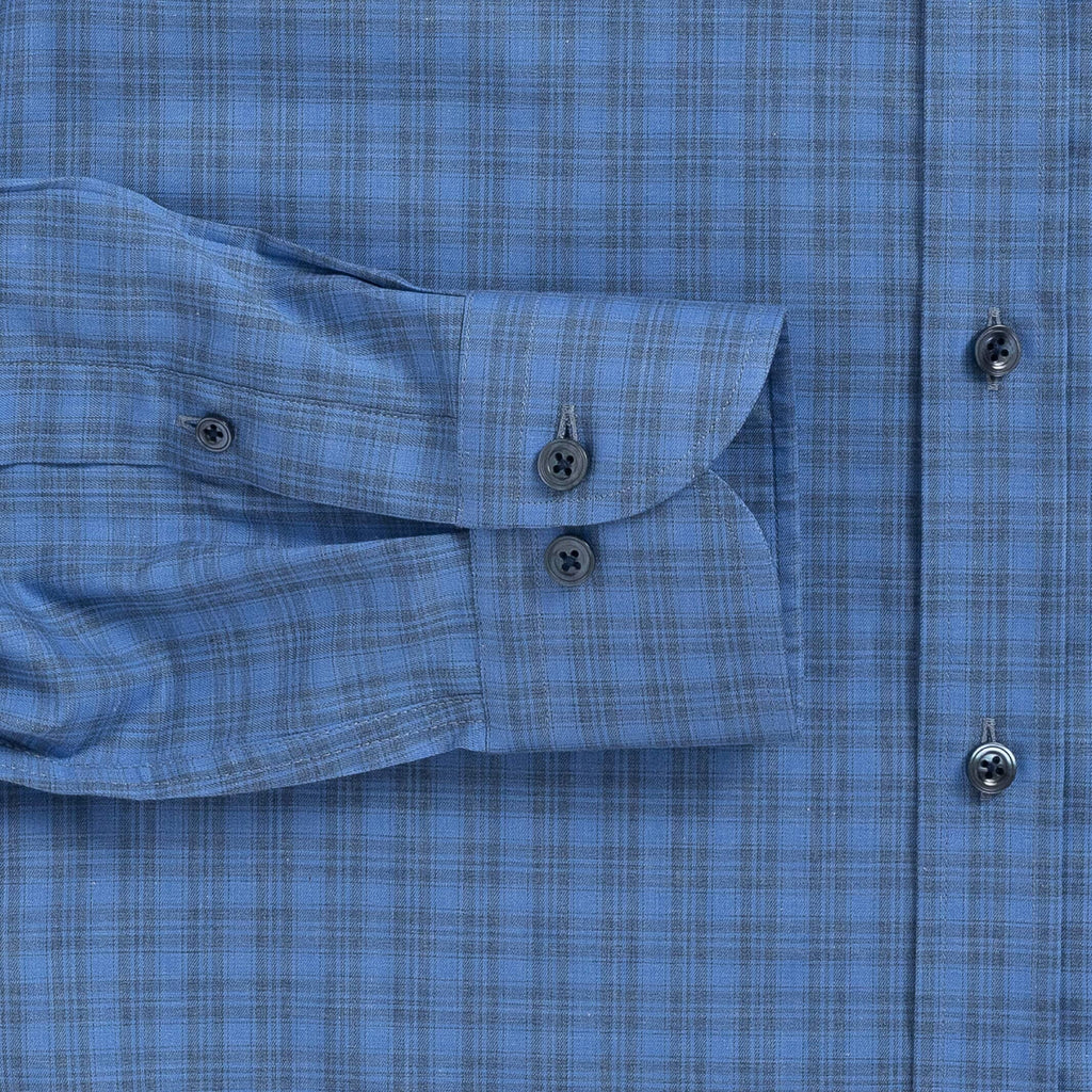 The Albini Cobalt Wells Windowpane Casual Shirt Casual Shirt- Ledbury