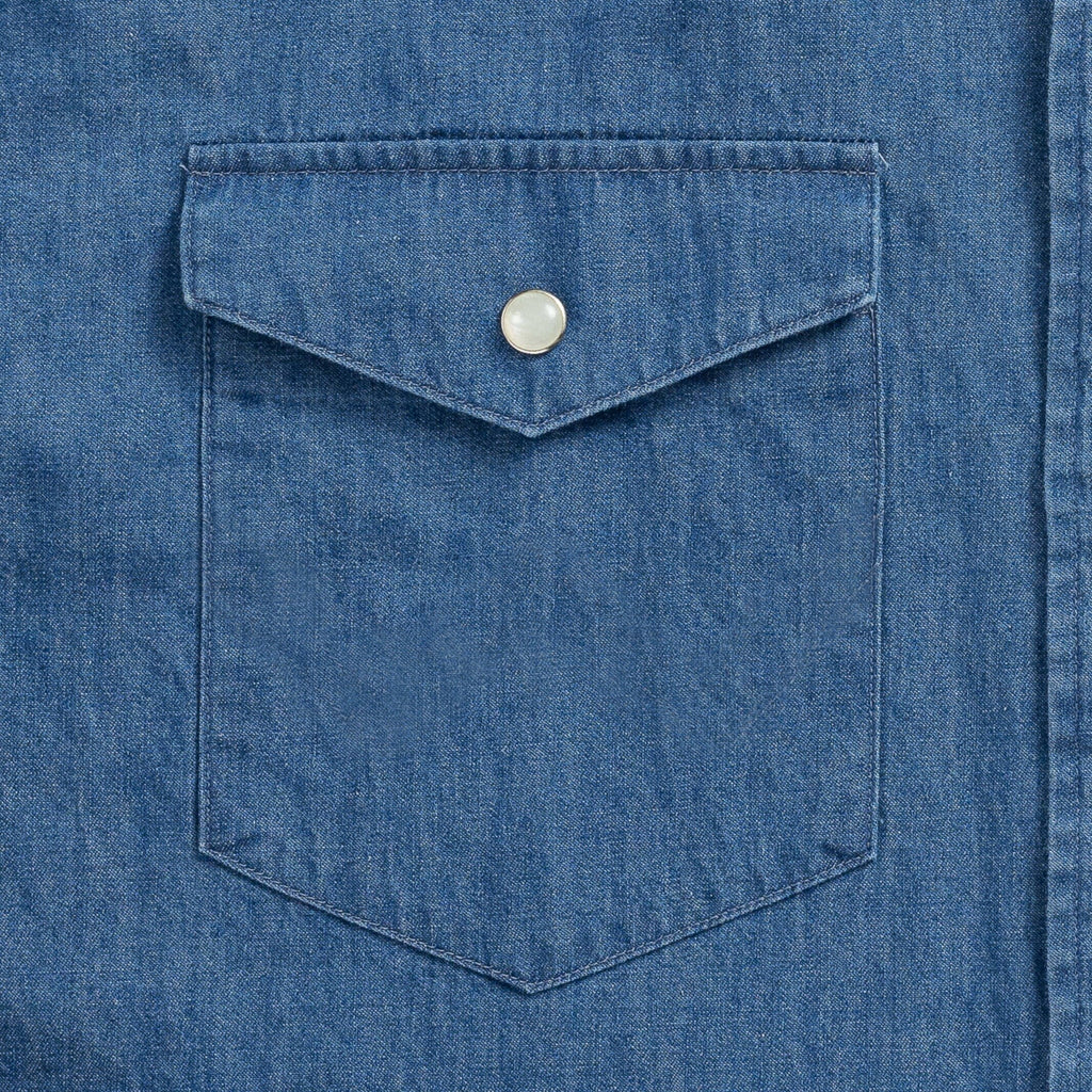 The Denim Blue Charlap Western Custom Shirt Custom Casual Shirt- Ledbury