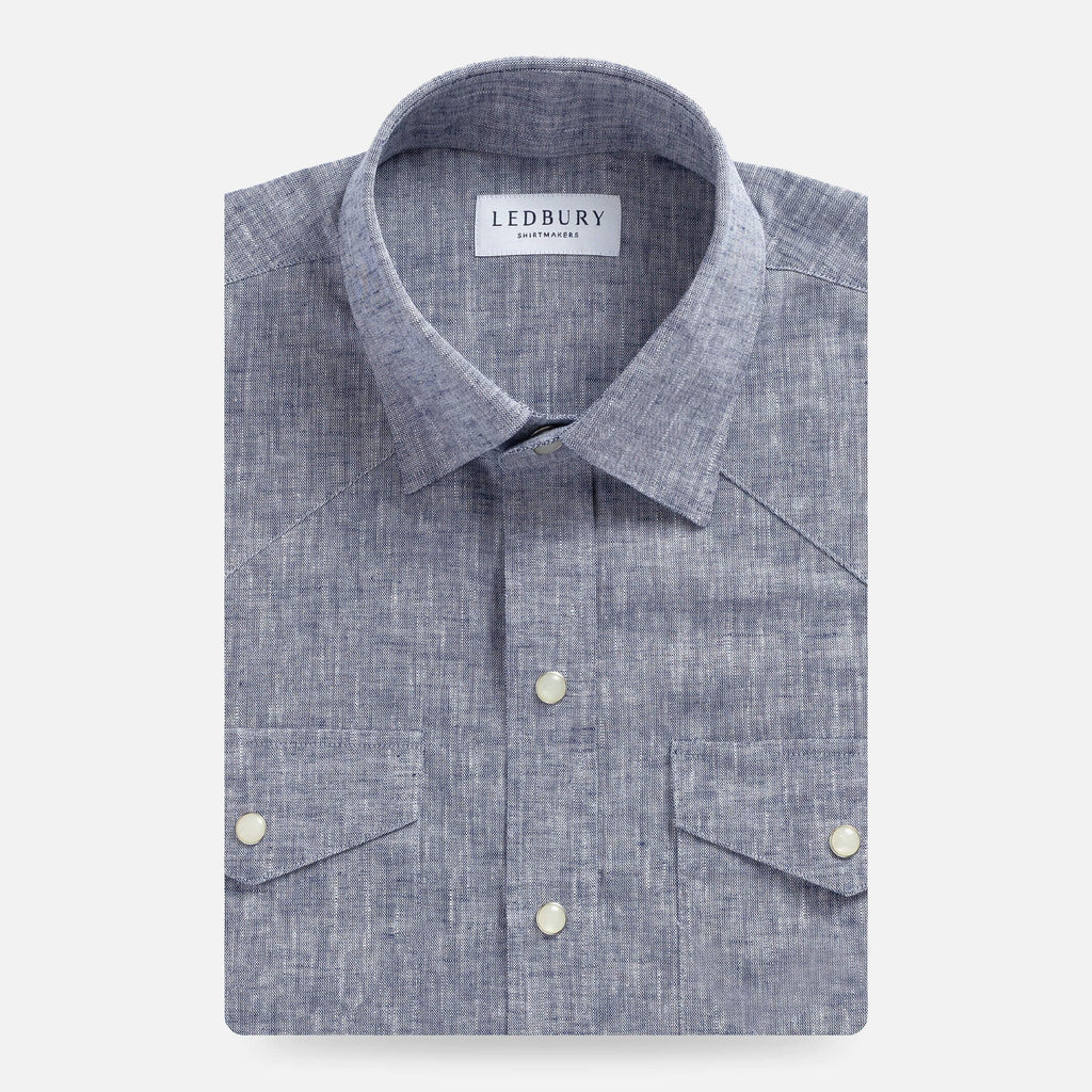 The Navy Blue Sandoval Western Custom Shirt Custom Casual Shirt- Ledbury