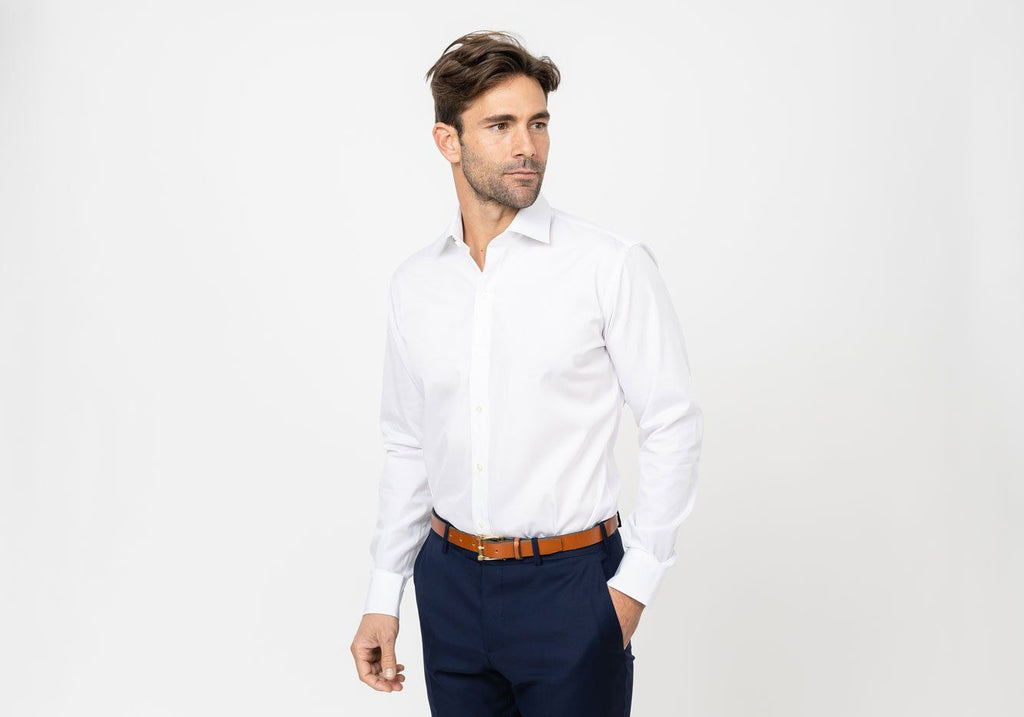The White Astor Poplin Dress Shirt Dress Shirt- Ledbury