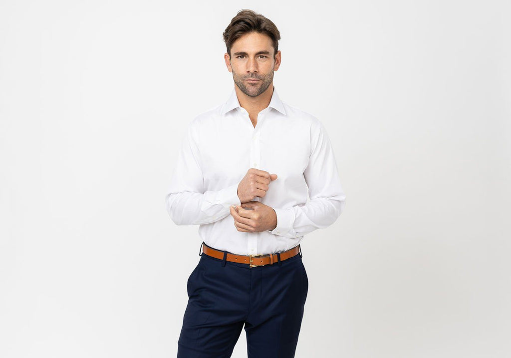 The White Astor Poplin Dress Shirt Dress Shirt- Ledbury