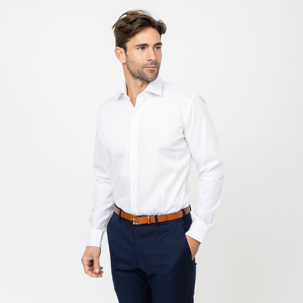 The White Astor Poplin Dress Shirt Dress Shirt- Ledbury