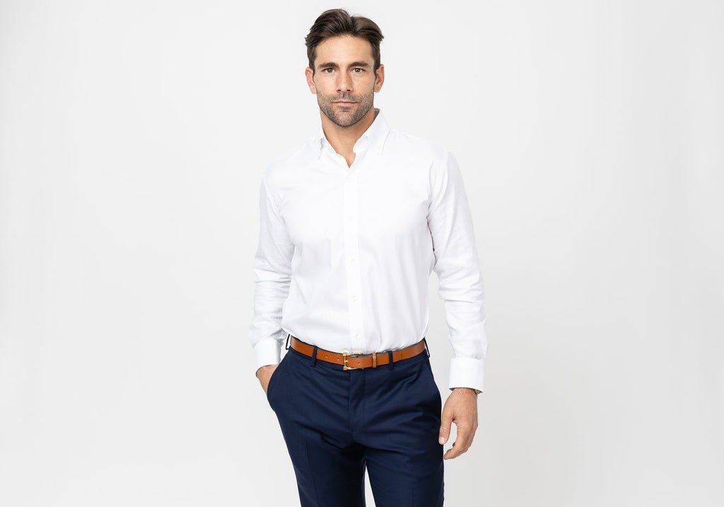 The White Hudson Pinpoint Oxford Dress Shirt Dress Shirt- Ledbury