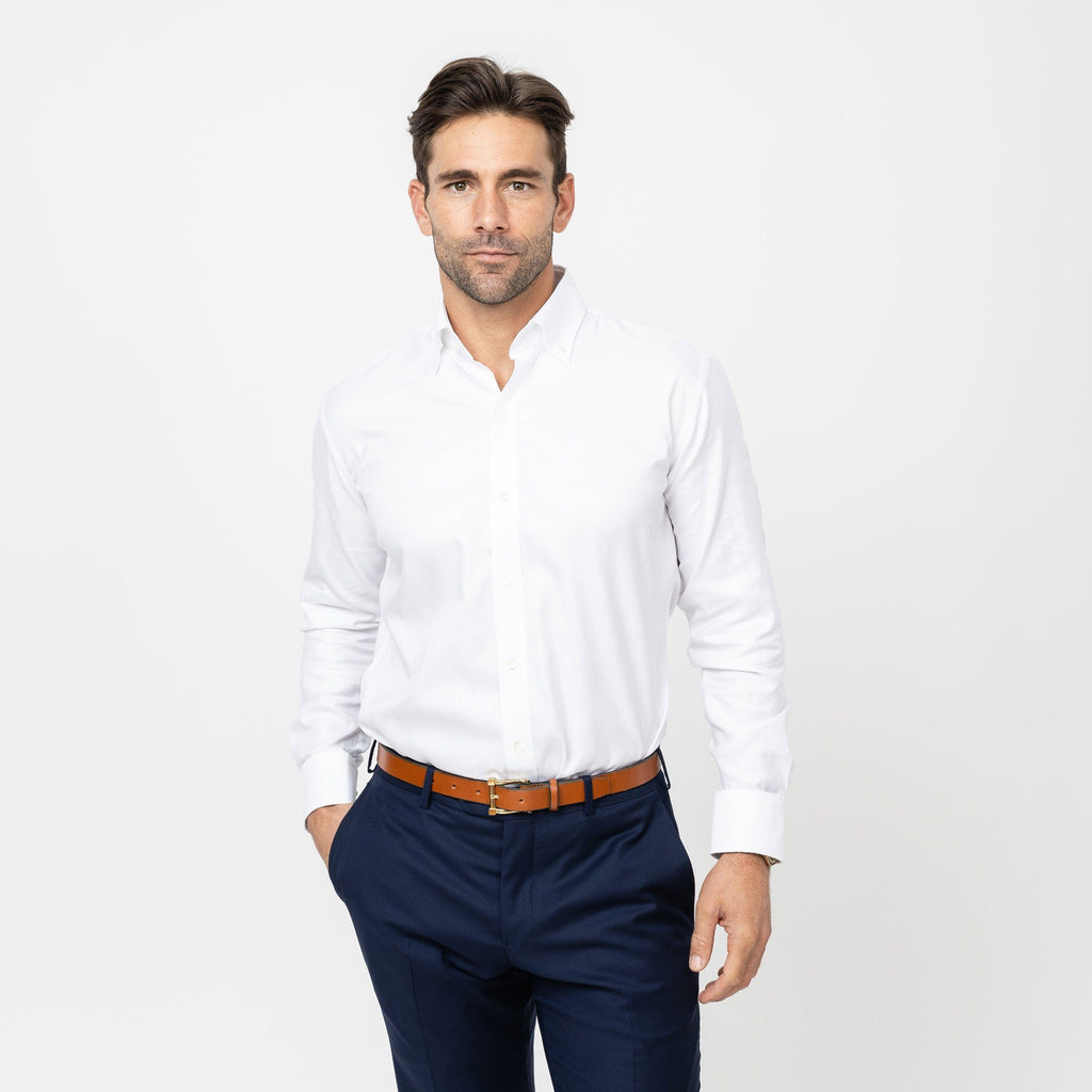 The White Hudson Pinpoint Oxford Dress Shirt Dress Shirt- Ledbury