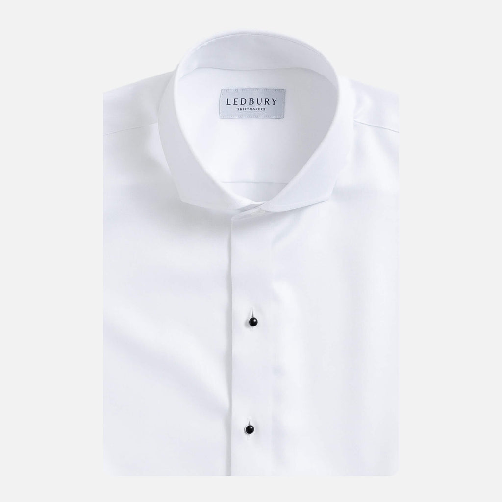 The White Madison Fine Twill Custom Tuxedo Shirt Custom Dress Shirt- Ledbury