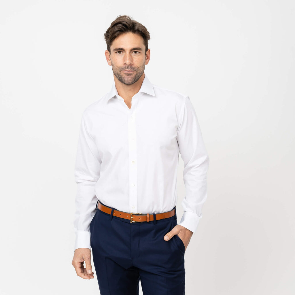 The White Wynne Non Iron Poplin Custom Shirt Custom Dress Shirt- Ledbury