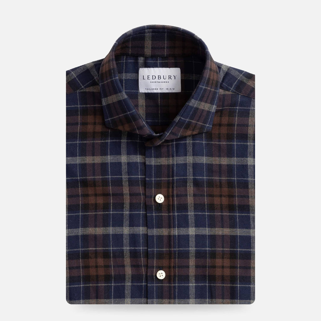 The Dark Multi Blue Whitlock Plaid Custom Shirt Custom Casual Shirt- Ledbury