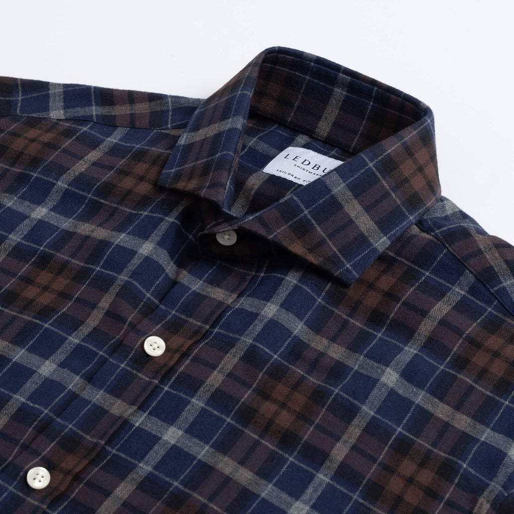 The Dark Multi Blue Whitlock Plaid Custom Shirt Custom Casual Shirt- Ledbury