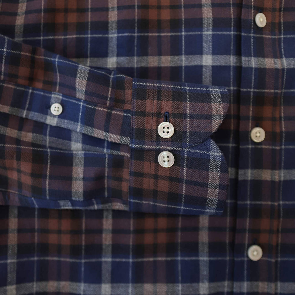 The Dark Multi Blue Whitlock Plaid Custom Shirt Custom Casual Shirt- Ledbury