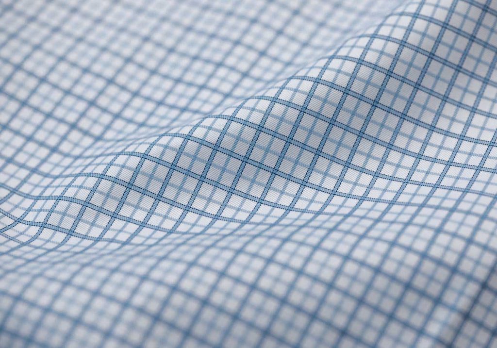 The Light Blue Wickham Tattersall Custom Shirt Custom Dress Shirt- Ledbury