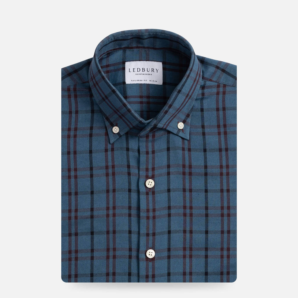 The Deep Blue Withrow Organic Cotton Check Custom Shirt Custom Casual Shirt- Ledbury