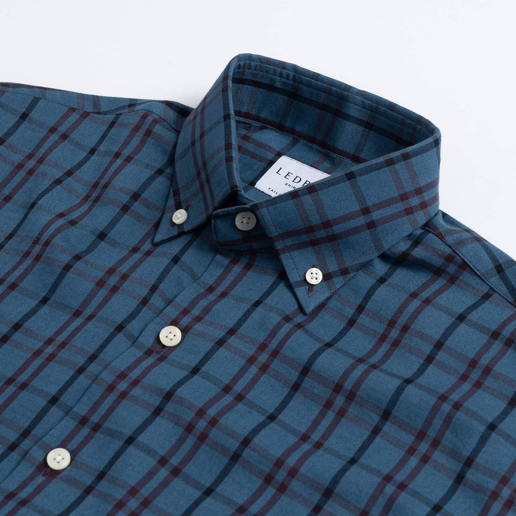 The Deep Blue Withrow Organic Cotton Check Custom Shirt Custom Casual Shirt- Ledbury