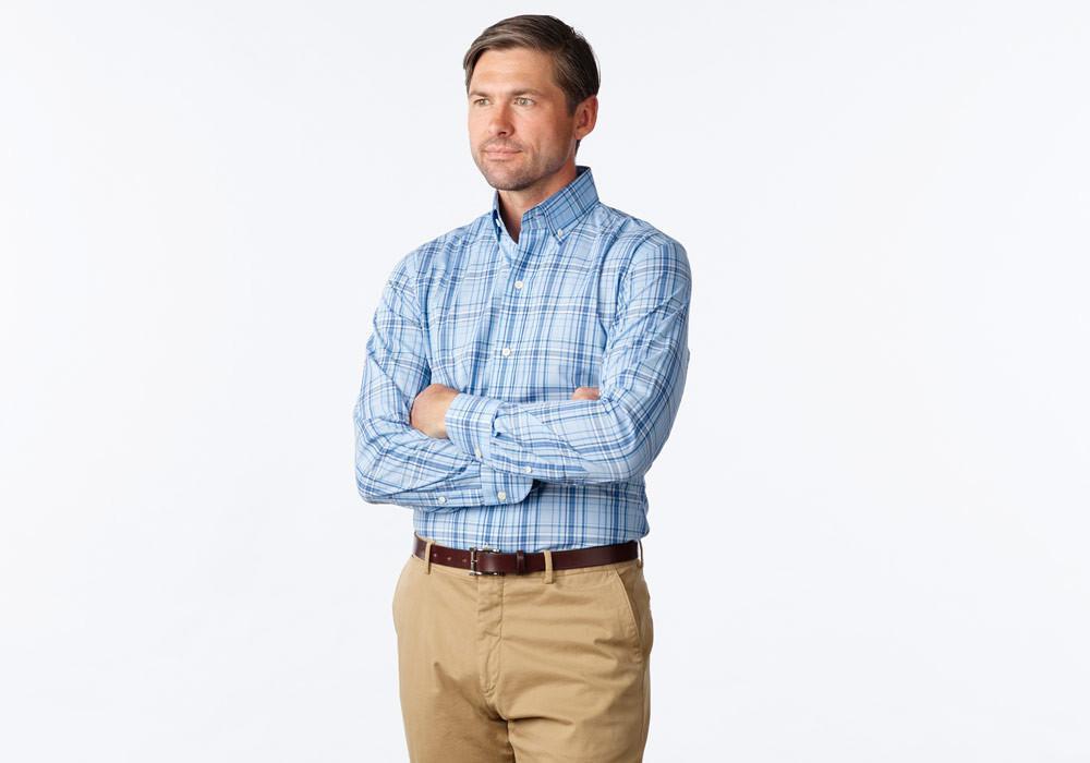 The Light Blue Vaughan Plaid Casual Shirt Casual Shirt- Ledbury